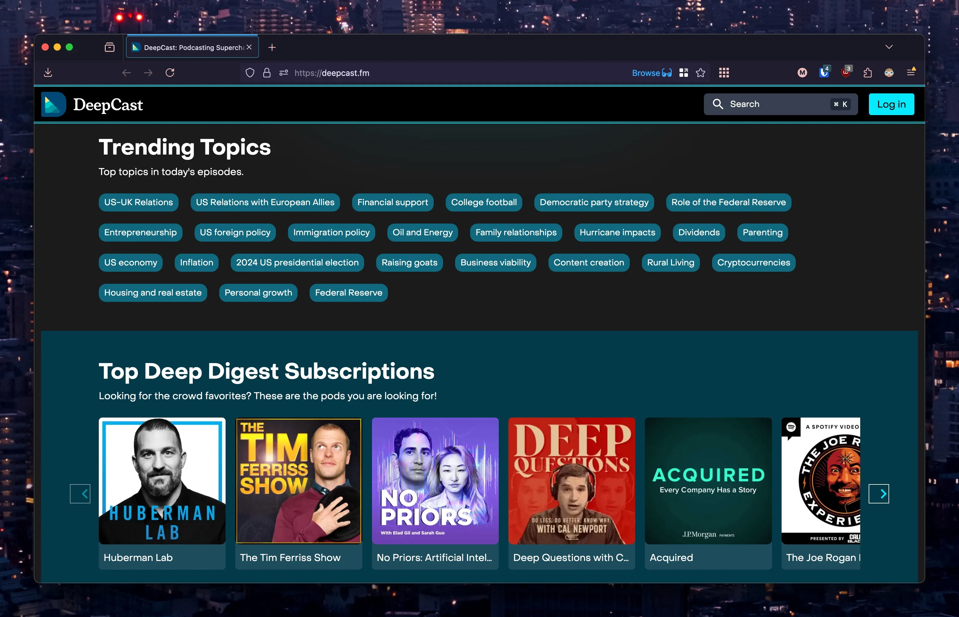 Home page of DeepCast FM