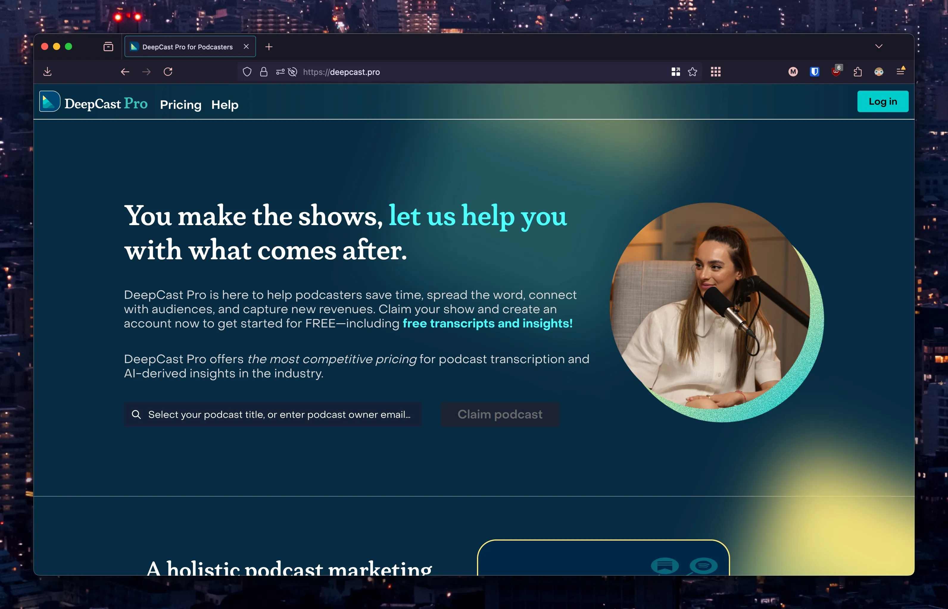 Home page of DeepCast Pro